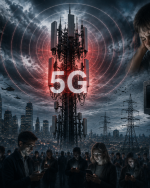 Pericolo 5G: antenna per reti mobili di quinta generazione installata su edificio urbano
