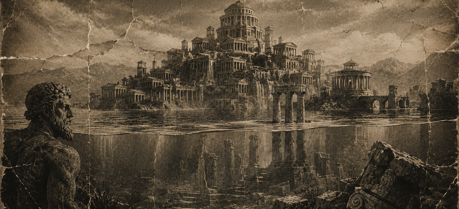 Atlantide: rappresentazione artistica del mitico continente sommerso descritto da Platone