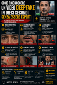Riconoscere deepfake — confronto fra volto autentico e volto generato da intelligenza artificiale