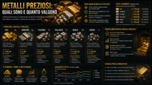 Metalli preziosi: quali sono e quanto valgono