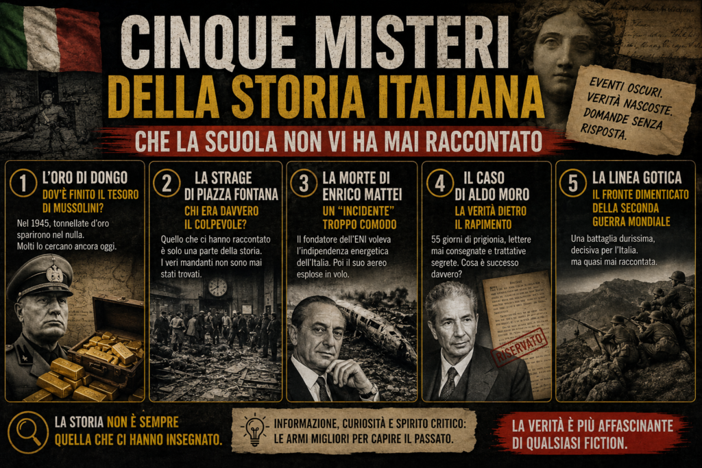 Misteri storia italiana — vecchi documenti d'archivio e fotografie d'epoca