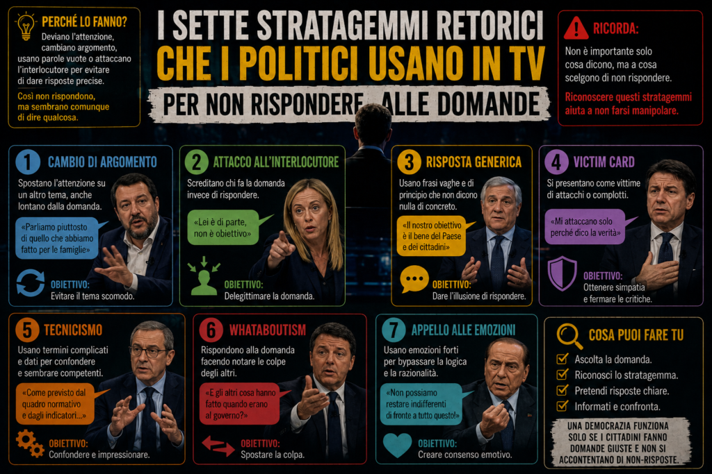 Stratagemmi retorici politica — politico in primo piano durante una intervista in talk show