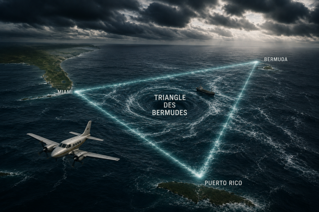 Triangolo delle Bermuda: mappa dell'area oceanica tra Florida, Porto Rico e Bermuda
