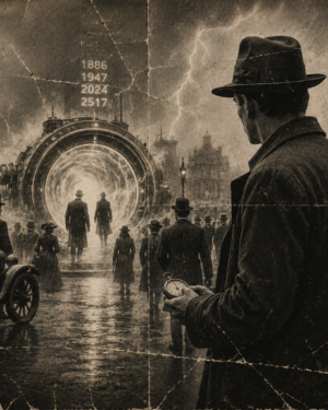 Viaggiatori nel Tempo: illustrazione concettuale di una macchina del tempo, ispirata alle descrizioni di John Titor